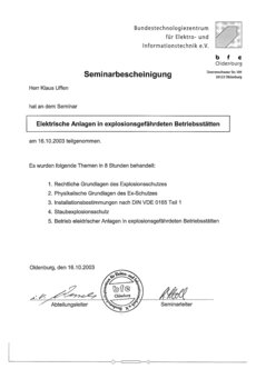 Seminarbescheinigung